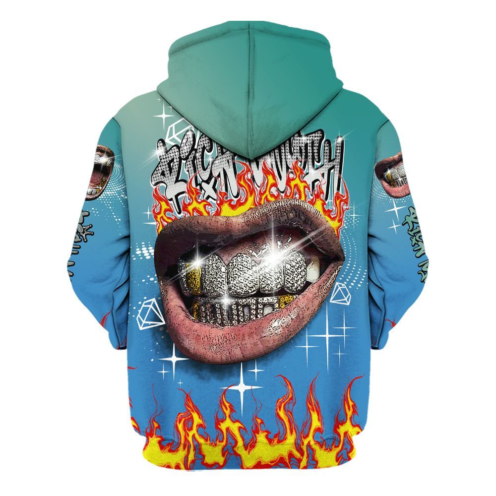 Hoodie To Match Low Carolina 17s - Rich Mouth Fire Rap Retro 90s All Over Print