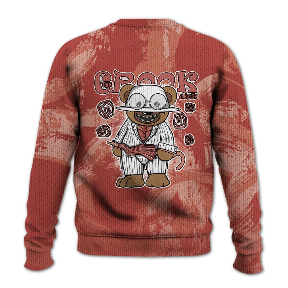 Knitted Sweater To Match Dune Red 13s - Swindler Bear Circle Slpash