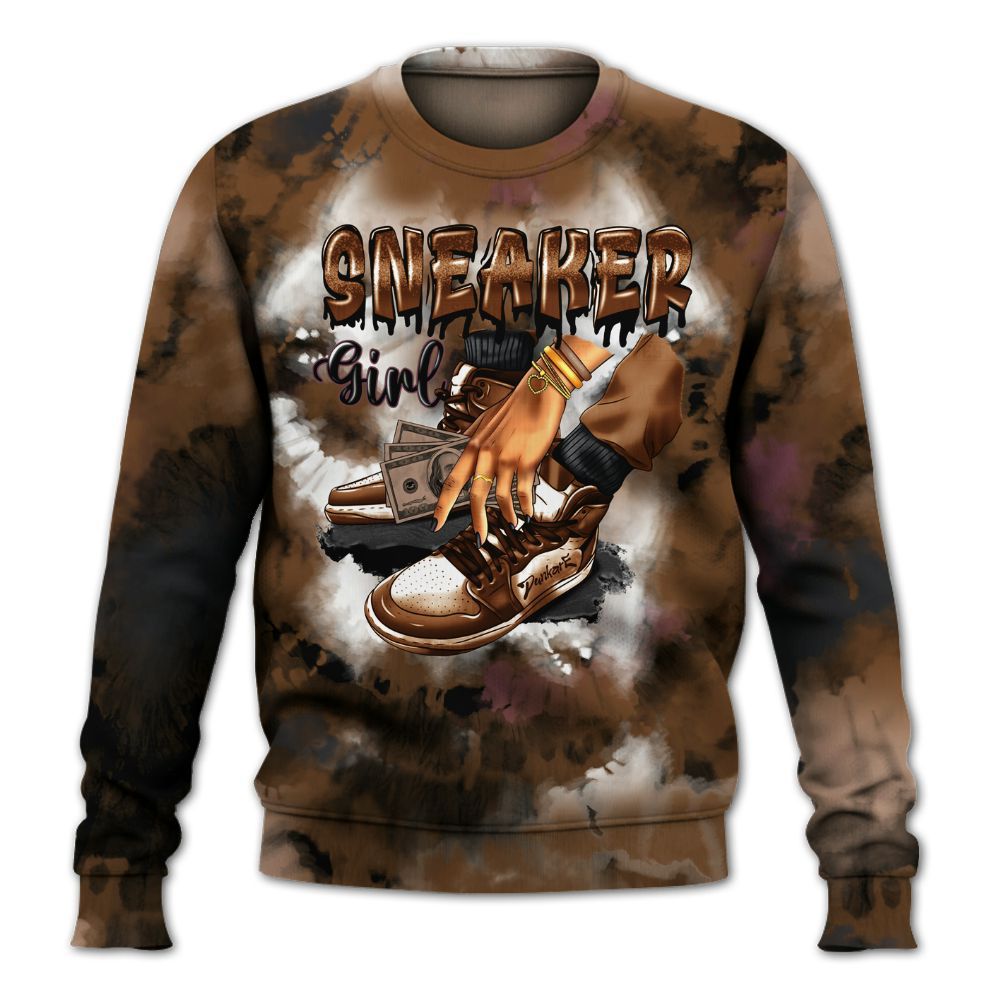 Sweatshirt To Match Archaeo Brown 3s - SNEAKER Girl Money Drip Tie Dye All Over Print
