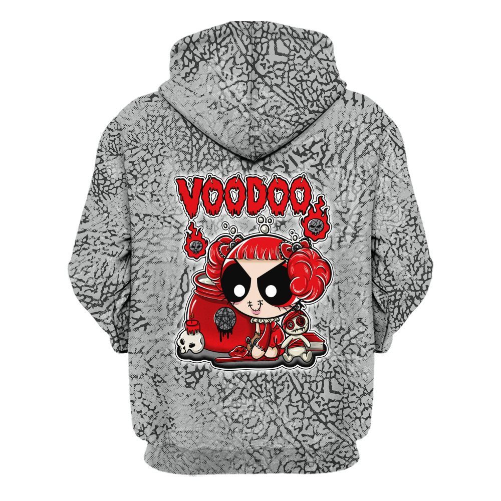 Hoodie To Match Cement Grey 3s - Voodooz Heart Grunge All Over Print