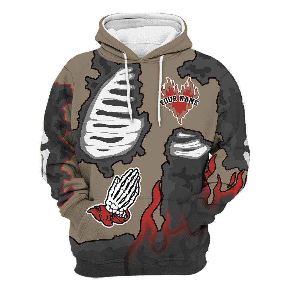 Hoodie To Match Olive 9s - Dislike Us Graphic Burning Custom Name All Over Print