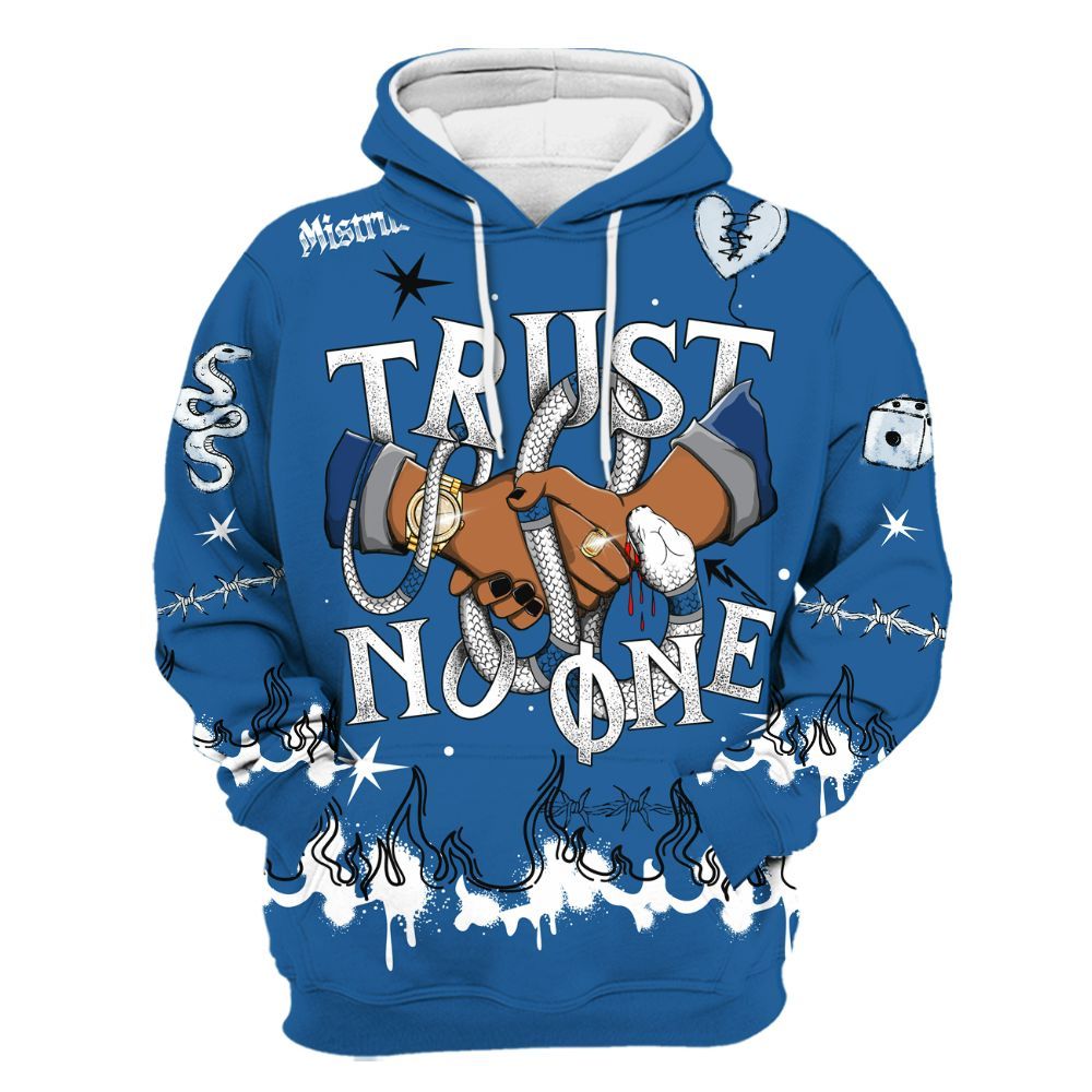 Hoodie To Match French Blue 13s - Trust No One Snake-Bite Doodle Crayon All Over Print