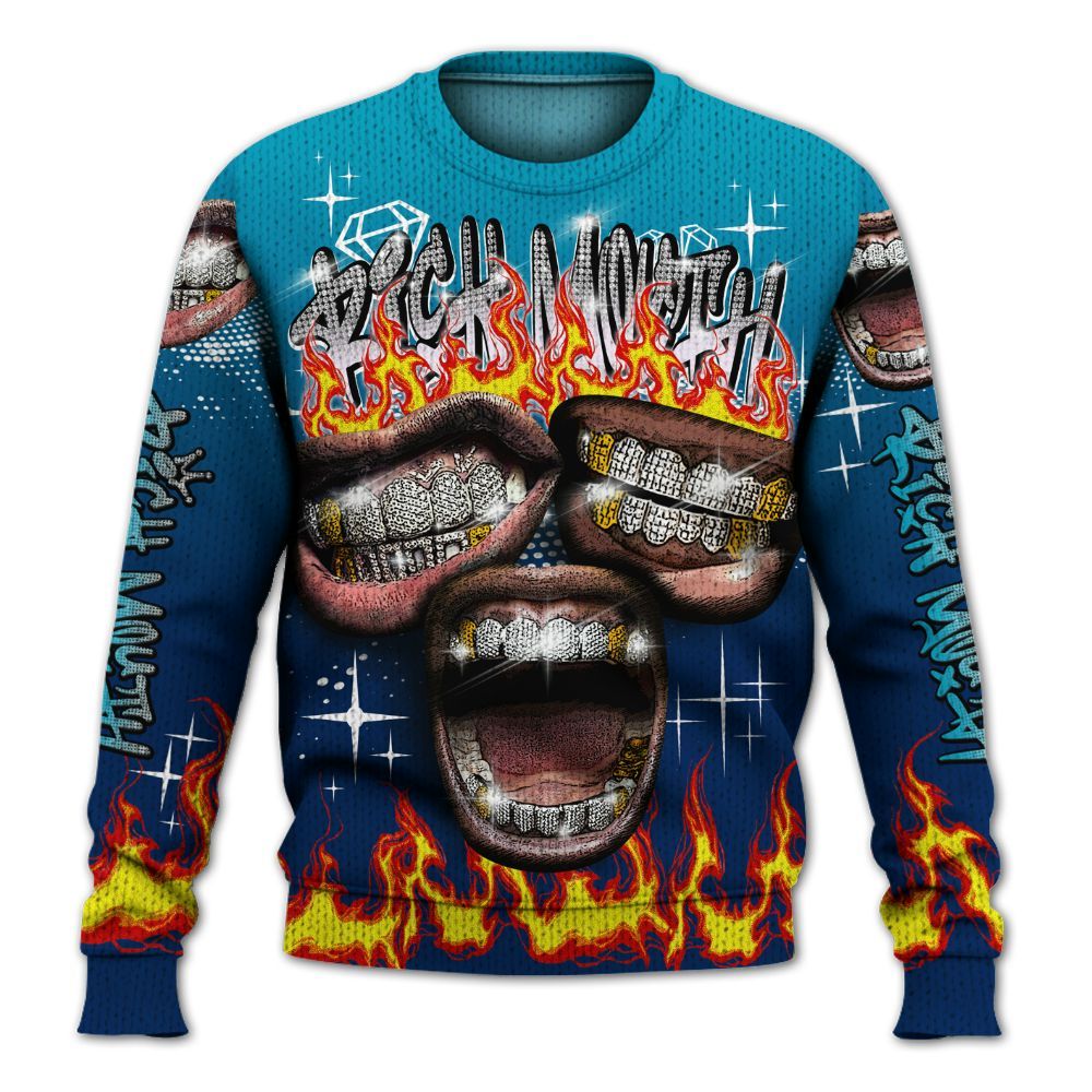 Knitted Sweater To Match Kobe 5 X-Ray - Rich Mouth Fire Rap Retro 90s
