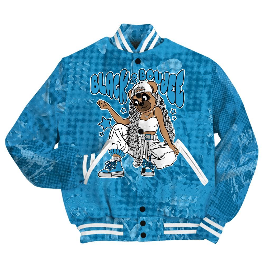 Varsity Jacket To Match Powder Blue 9s Shirt - Boujee Girls Bear Heart Grunge All Over Print