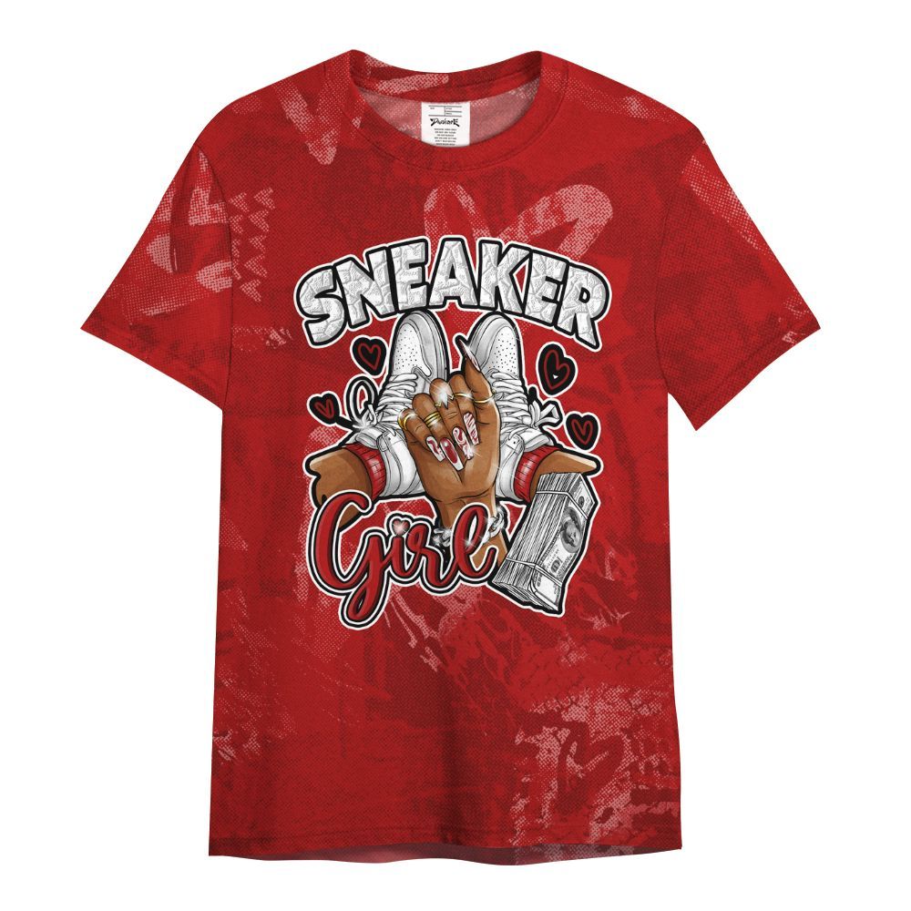 Shirt To Match Red Taxi 12s - Sneakerz Girlz Heart Grunge All Over Print