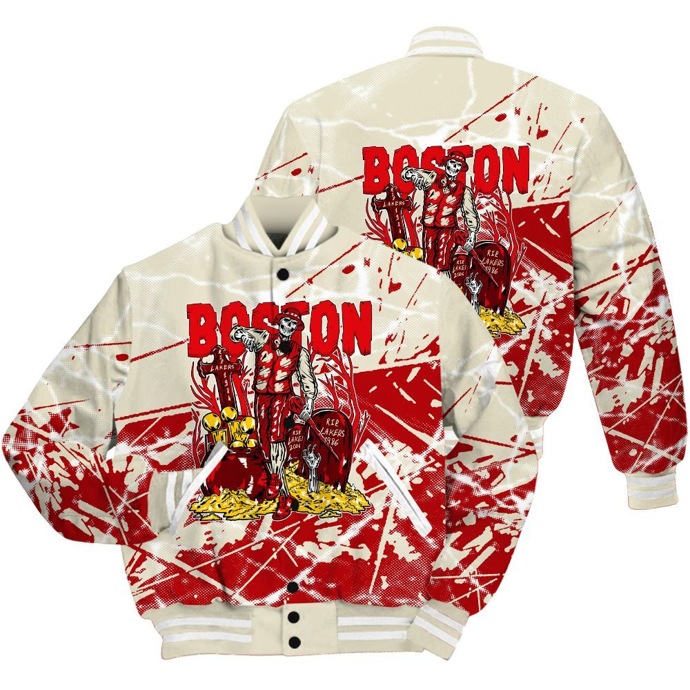 Varsity Jacket To Match Cement Grey 3s Shirt - Goldrush Skeleton Profound All Over Print