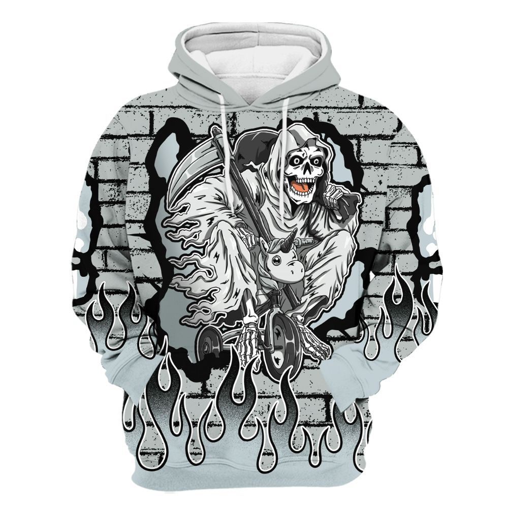 Hoodie To Match Black Wolf Grey 12s - Self Make Skeleton Crashed All Over Print
