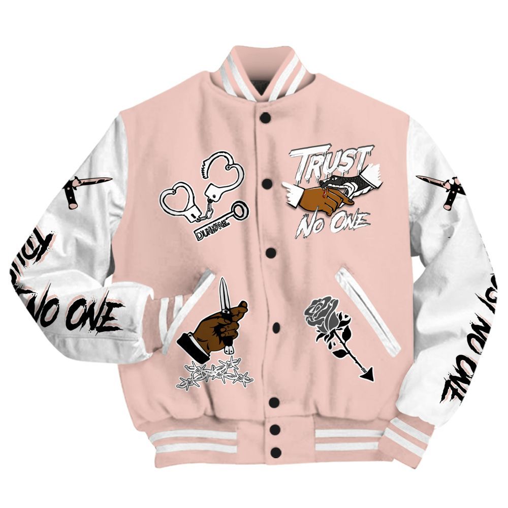 Varsity Jacket To Match Low Legend Pink 11s - Trust No One Dripping All Over Print