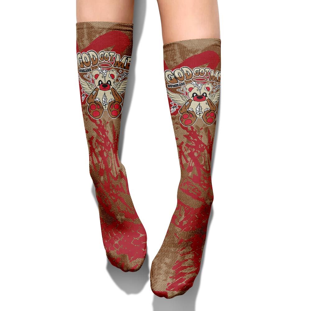 Sock To Match Archaeo Brown 5s - Gods Guides Me Bear Heart Grunge