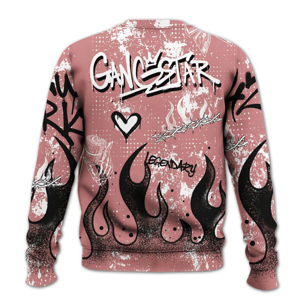 Sweatshirt To Match Low OG Rust Pink 1s - Lucky Money Paid In Full Graffiti All Over Print