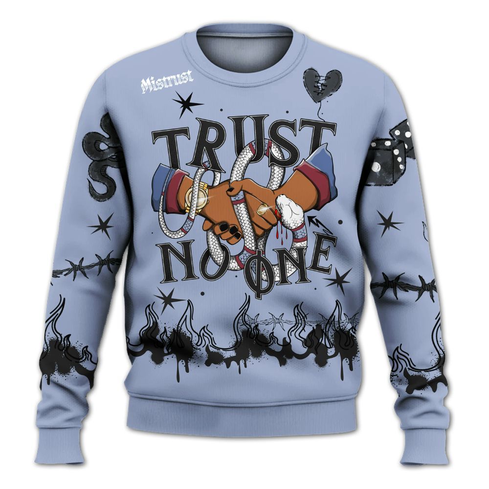 Sweatshirt To Match Black Metallic 5s - Trust No One Snake-Bite Doodle Crayon All Over Print