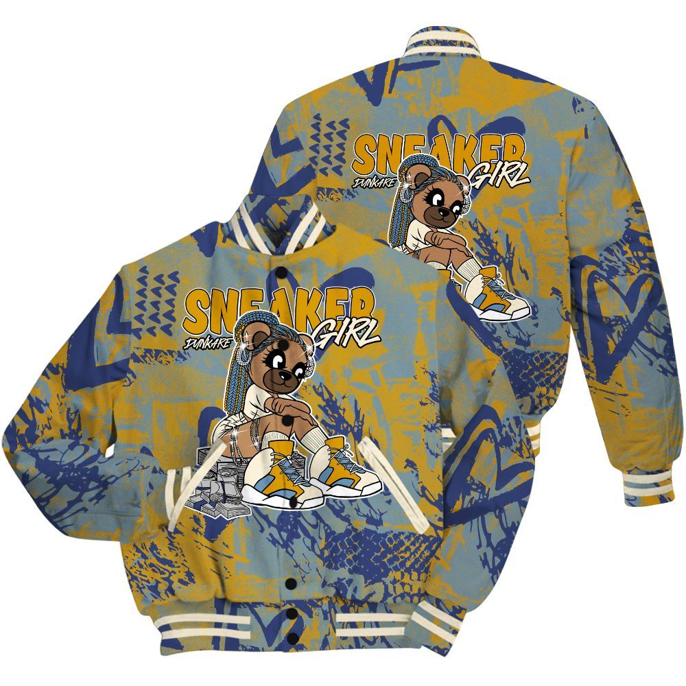 Varsity Jacket To Match High OG First In Flight 1s Shirt - Sneaker Girl Bear Heart Grunge All Over Print