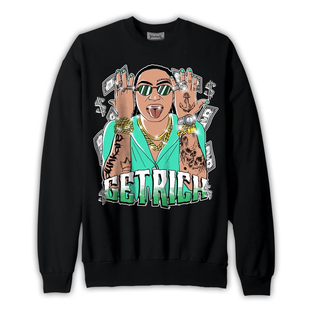 Sweatshirt To match Black Green Glow 3s Sweatshirt - Get Richz Unique Graphic