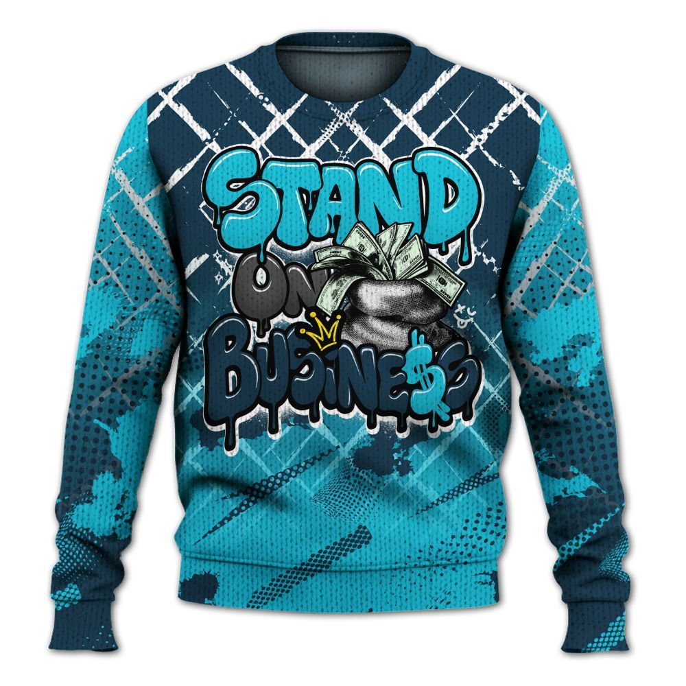 Knitted Sweater To Match Air Navy Baltic Blue - Halftone Stand Business Dripping