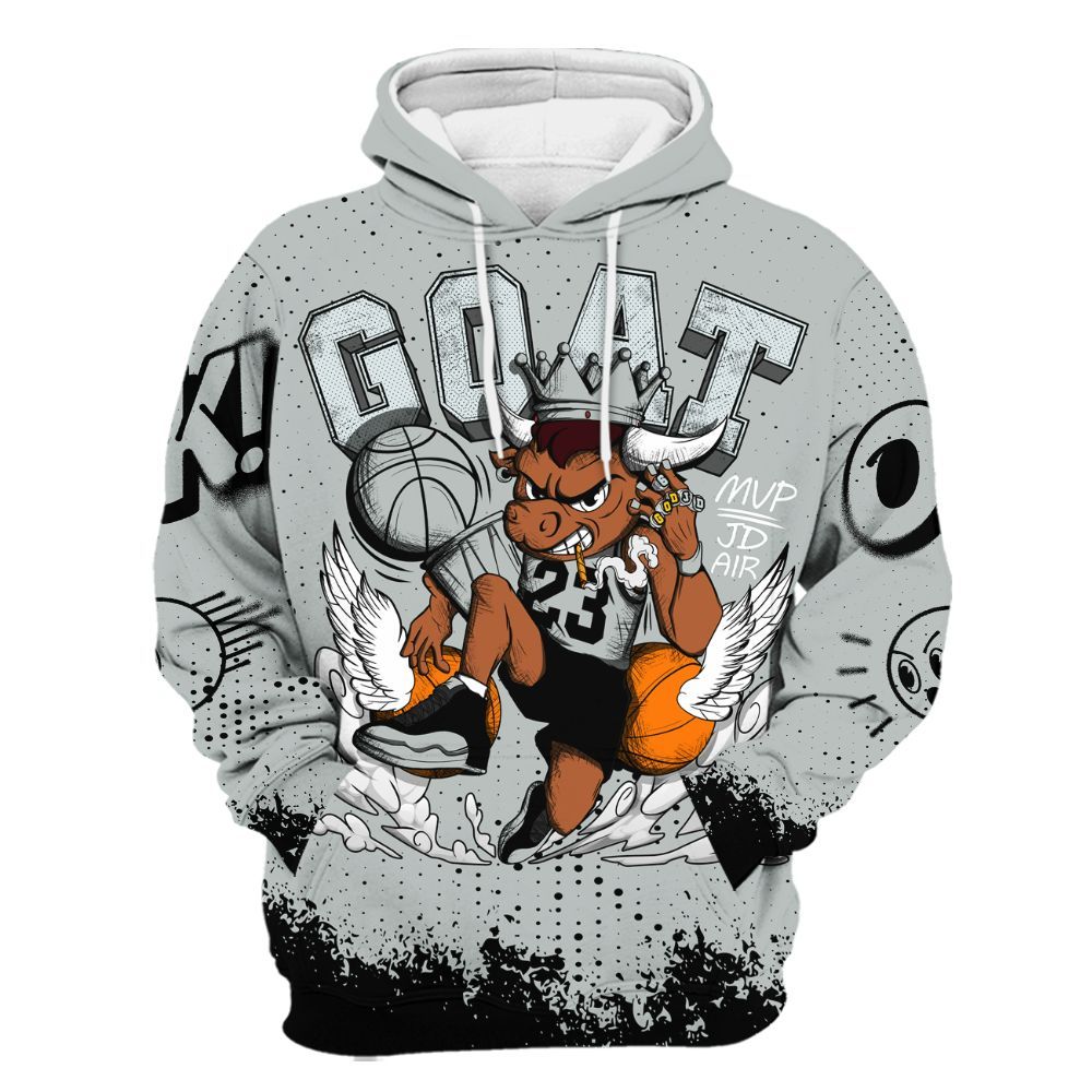 Hoodie To Match Black Wolf Grey 12s - FlightMan Number 23 G.O.A.T All Over Print