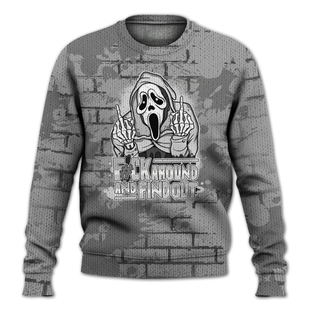 Knitted Sweater To Match Black Wolf Grey 12s - F#CK And Find Out Graphic Halloween