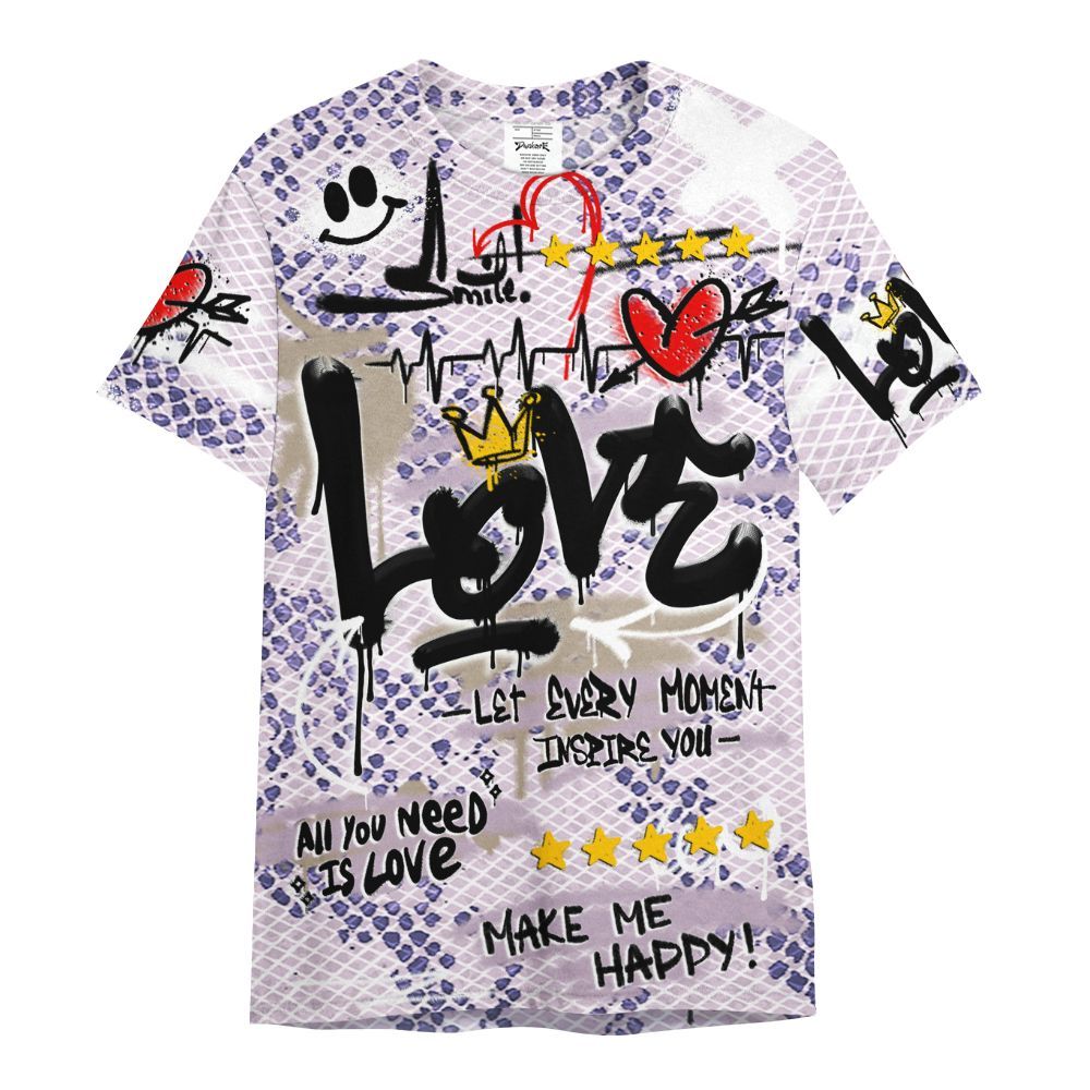 Shirt To Match Air Force 1 Low Purple Snake - Happy Love Beats Graffiti Streetwear All Over Print