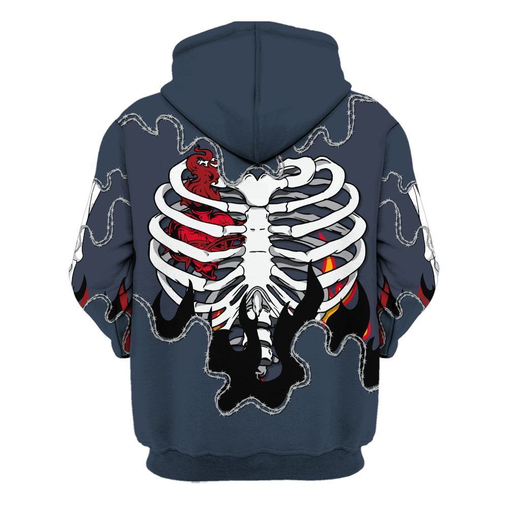 Hoodie To Match Retro Olympic 6s - Skeleton Heart On Fire All Over Print