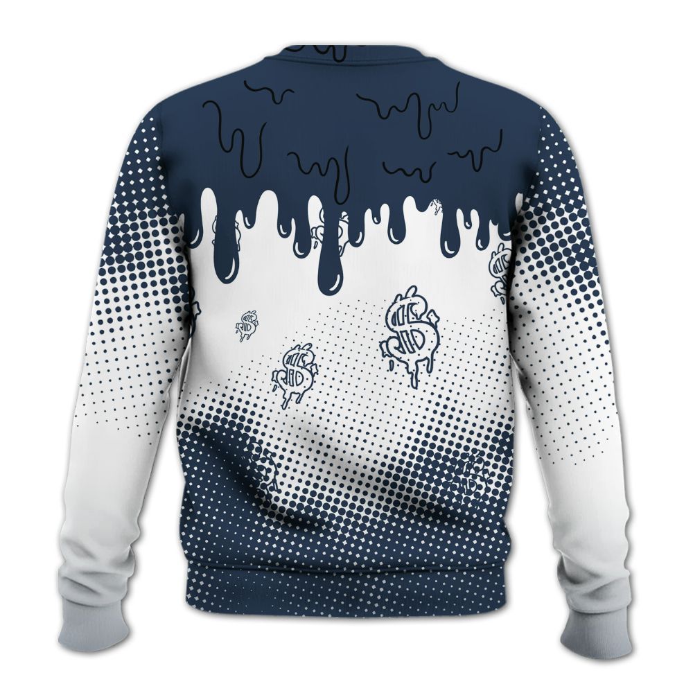 Sweatshirt To Match White Midnight Navy 6s - Loot Bear Unique Drip All Over Print