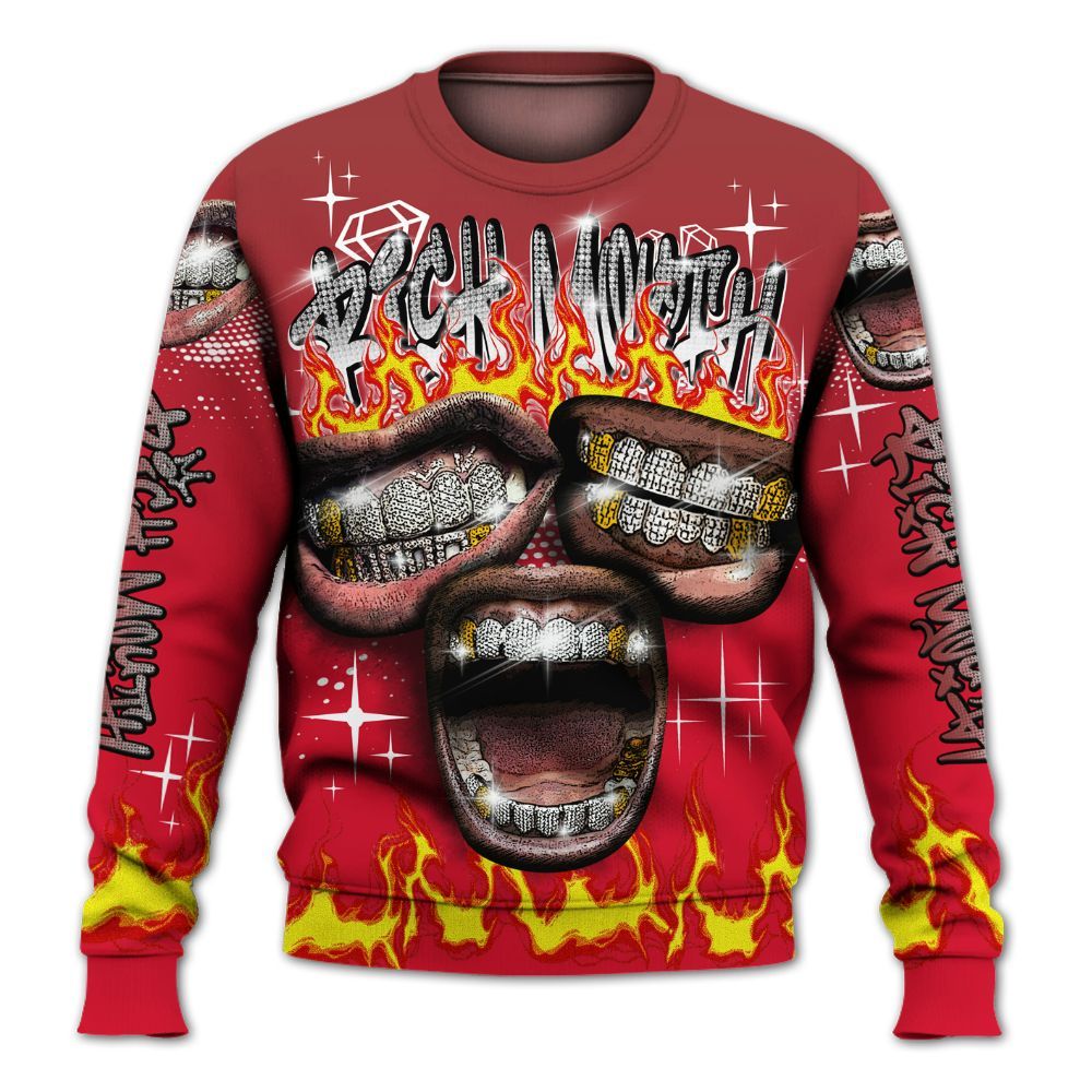 Sweatshirt To Match Air Max Sunder Gore Tex Fire Red - Rich Mouth Fire Rap Retro 90s All Over Print
