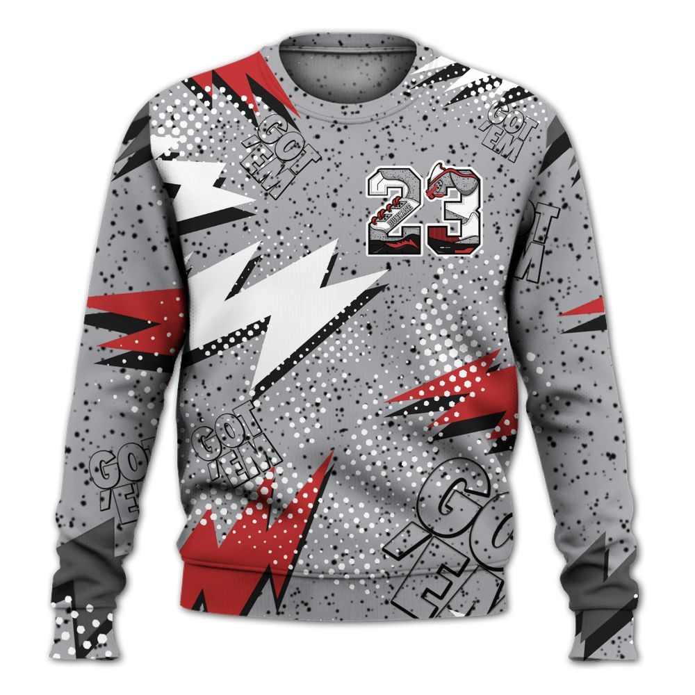 Sweatshirt To Match White Cement 4s - Custom Name Number 23 5s All Over Print