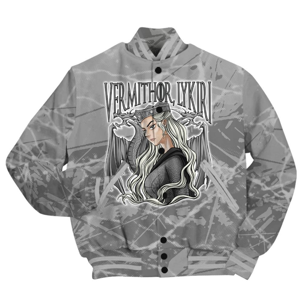 Varsity Jacket To Match Black Wolf Grey 12s Shirt - Dragon's Mom! Profound All Over Print