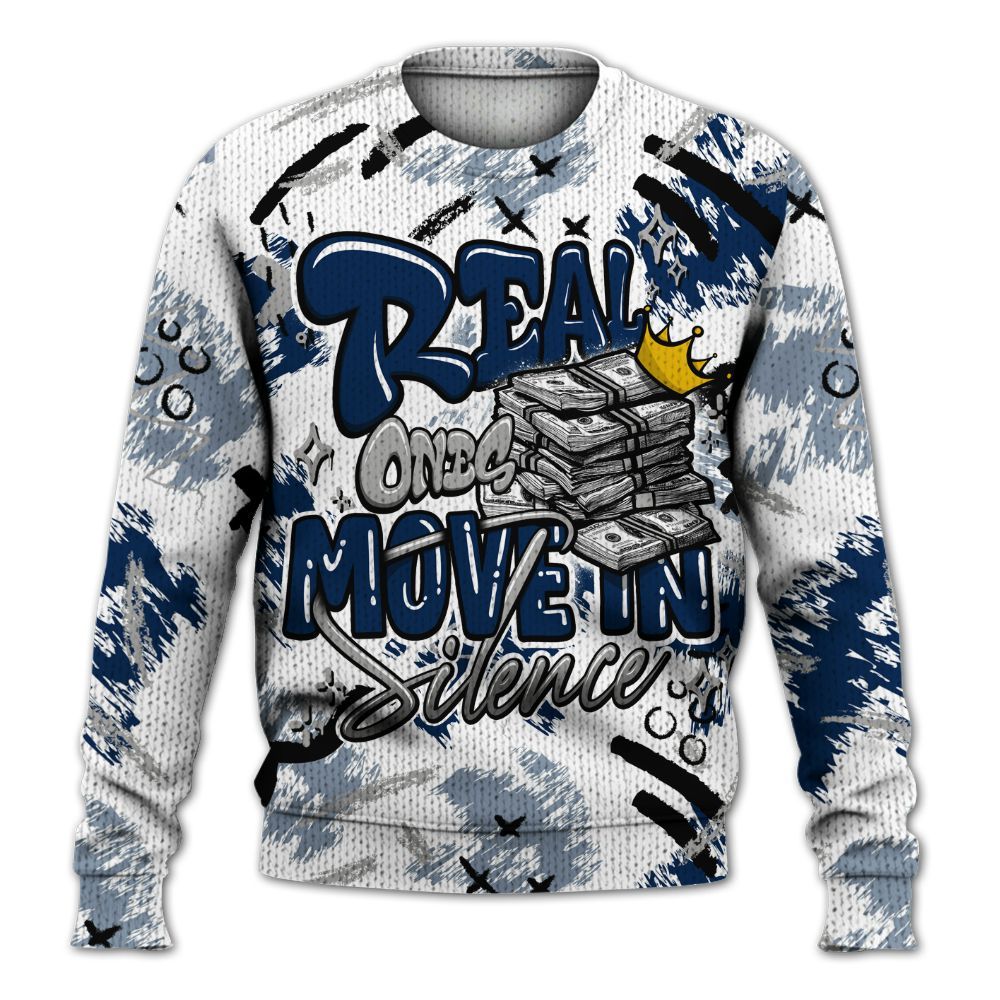 Knitted Sweater To Match SB White Navy 4s - Real Ones Move In Streetwear