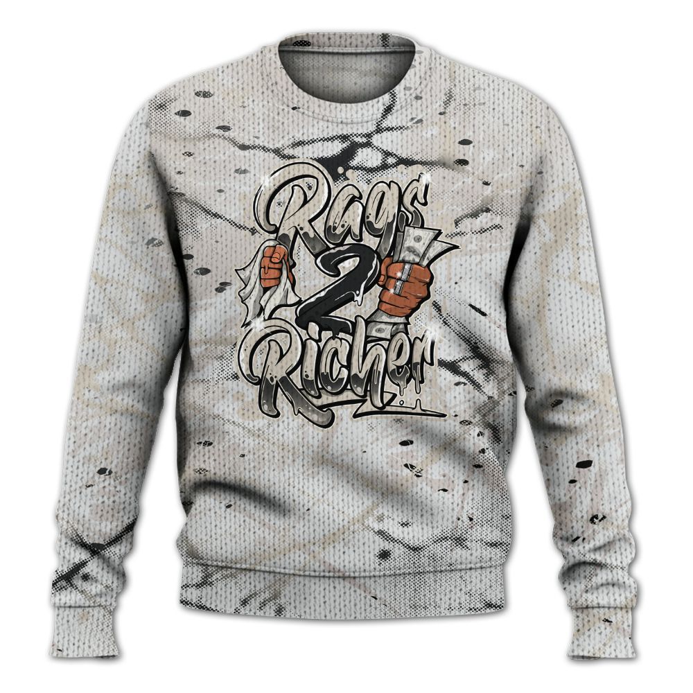 Knitted Sweater To Match Retro Reverse Metallic 5s - Rag 2 Rich Graphic