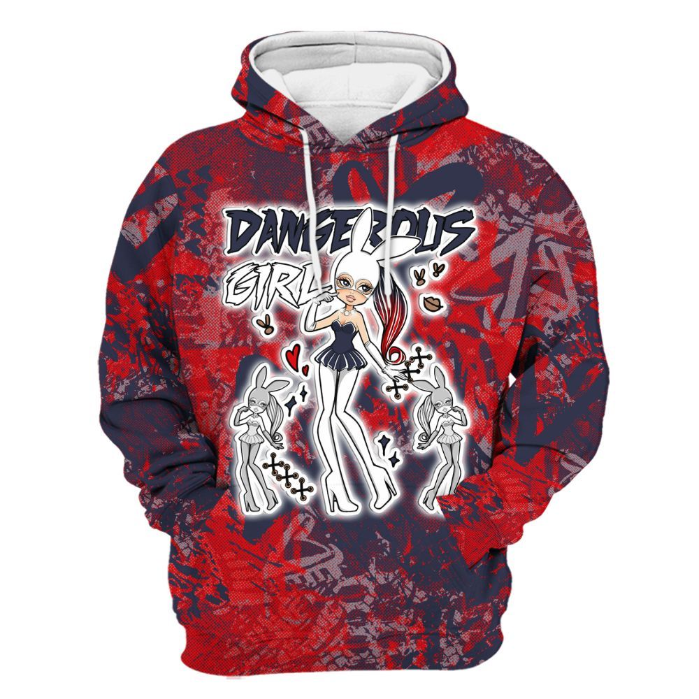 Hoodie To Match Low OG Howard University 1s - Dangerous.Girl Heart Grunge All Over Print