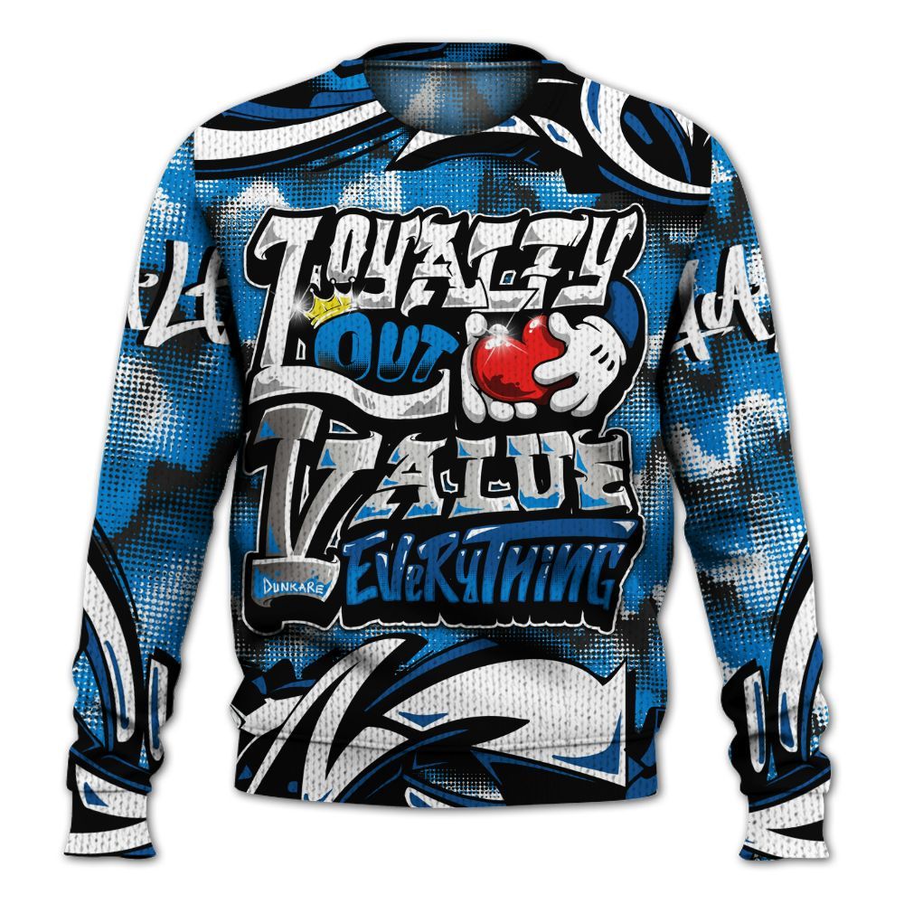 Sweater To Match High OG FragmentxULA White Black 1s - Loyalty Out Value Graffiti Graphic