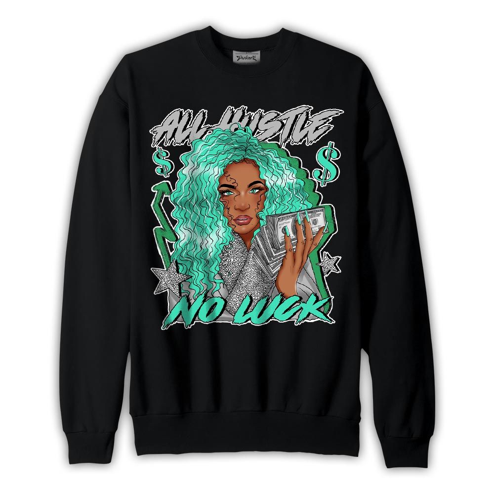 Sweatshirt To match Black Green Glow 3s Sweatshirt - All Hustles Unique Graphic