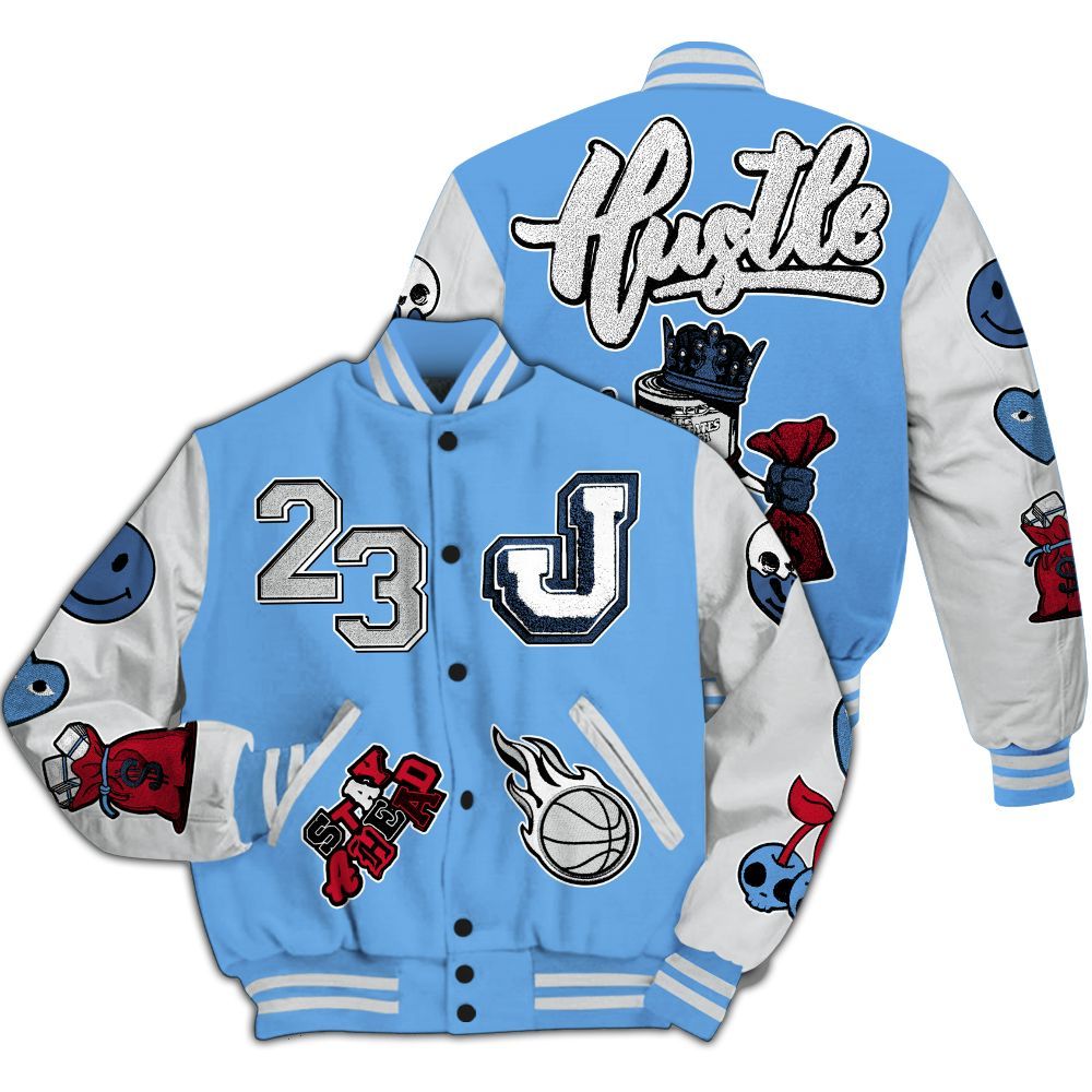 Varsity Jacket To Match University Blue 6s - Hustles Money Number 23 All Over Print