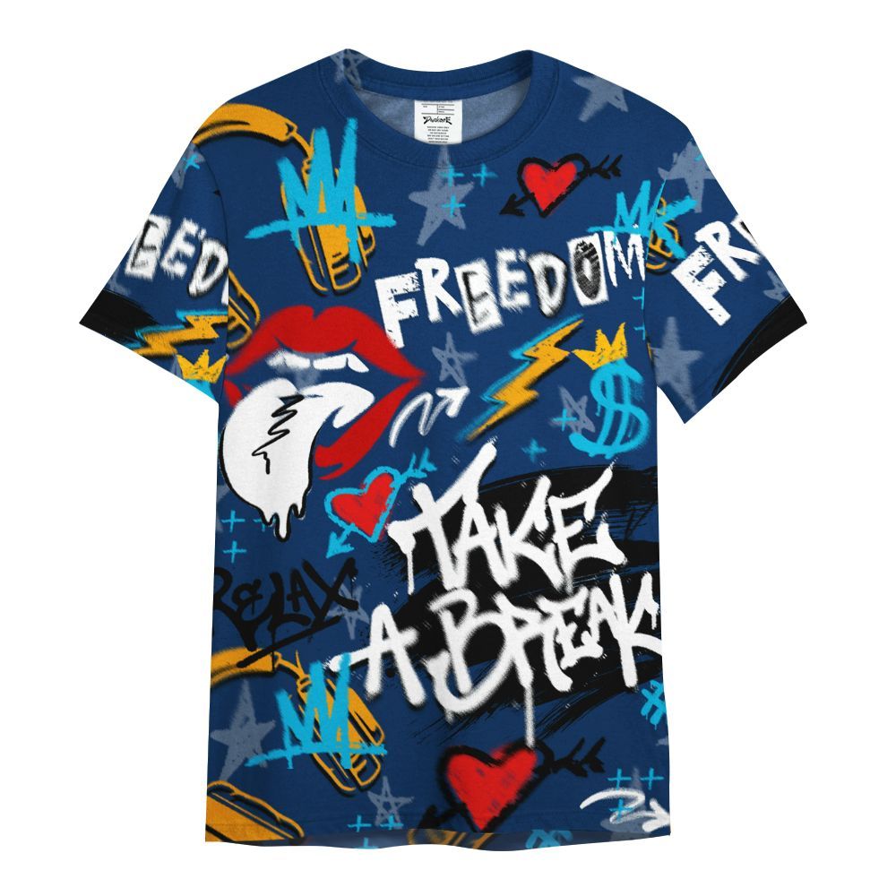 Shirt To Match Dunk Low GS Electric Algae - Take Break Freedom Graffiti Streetwear All Over Print