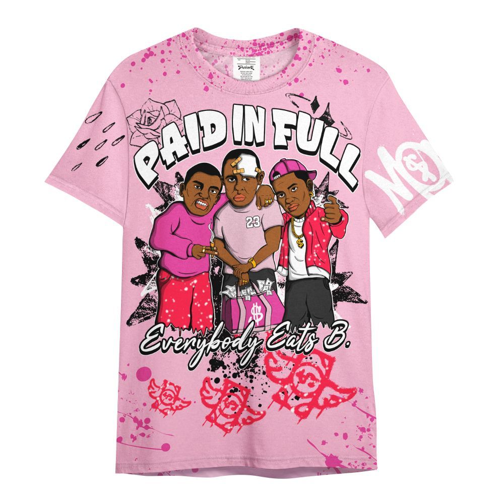 Shirt To Match Retro Bubble Gum Pink 6s - Everybody Paid In Full Crayon All Over Print