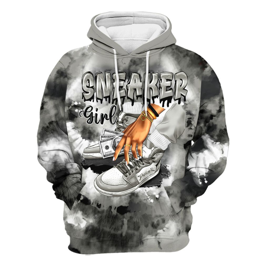 Hoodie To Match High Satin Shadow 1s - SNEAKER Girl Money Drip Tie Dye All Over Print