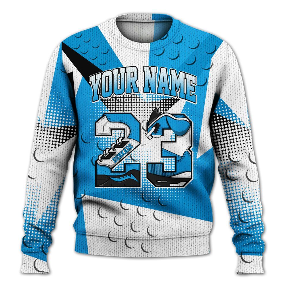 Knitted Sweater To Match Black University Blue 2022 13s - Poly Custom Name Number 23 5s