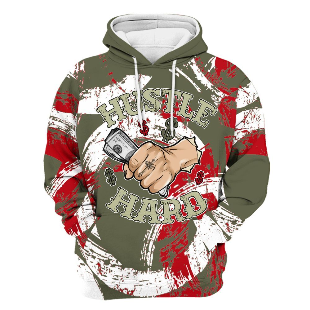 Hoodie To Match Low OG Medium Olive 1s - Hustles Hard! Splash All Over Print