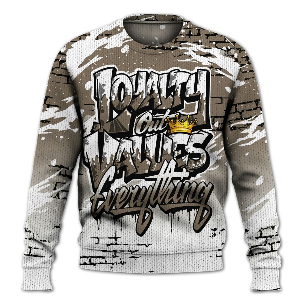 Knitted Sweater To Match Low OG Dark Mocha 1s - Values Of Loyalty Drip