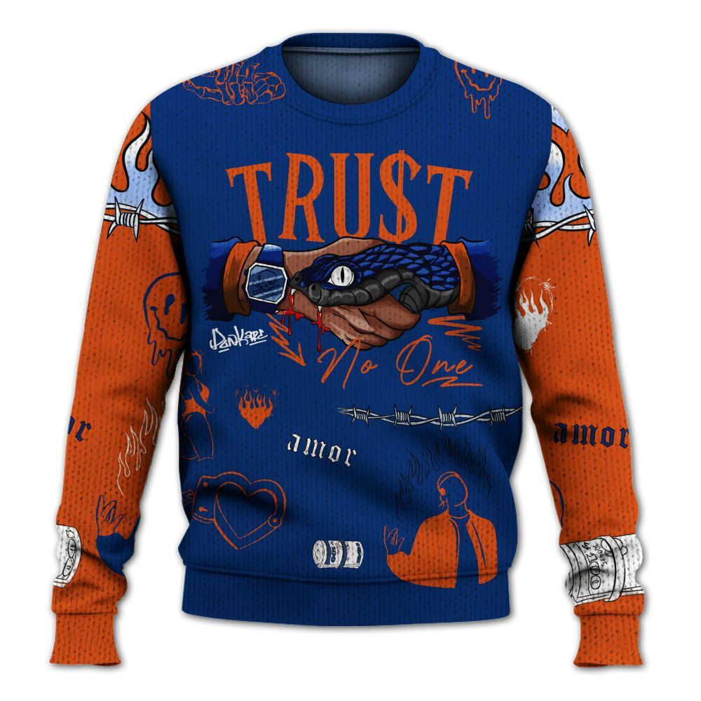 Knitted Sweater To Match Mid Knicks 1s - Snake Trust No One