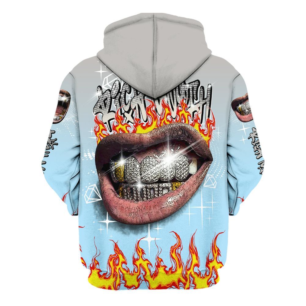 Hoodie To Match Retro SoleFly 13s - Rich Mouth Fire Rap Retro 90s All Over Print