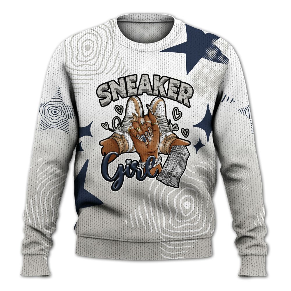 Sweater To Match Low Navy Grey Gum 1s - Sneakerz Girlz Unique Starz Graphic