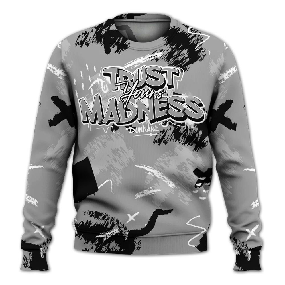 Sweatshirt To Match Black Wolf Grey 12s - Trust Your Madness Retro All Over Print