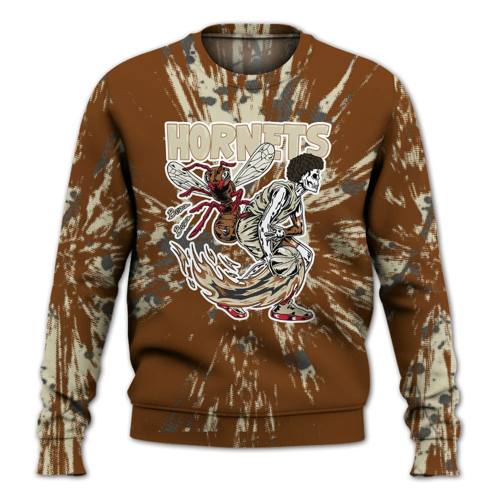 Sweatshirt To Match Archaeo Brown 5s - Hornets Skeleton Luxury All Over Print