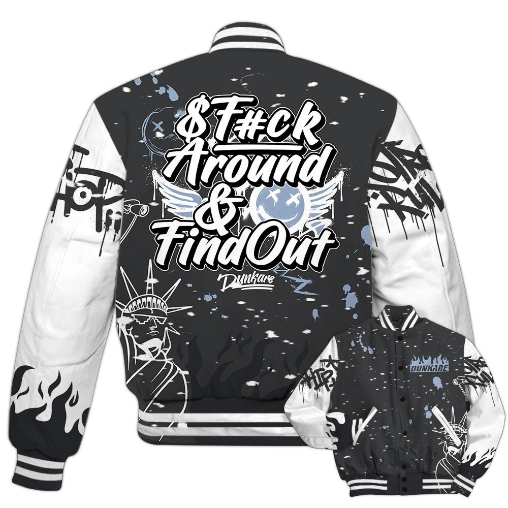 Varsity Jacket To Match Reverse Black White 6s - Graphic Fck Around Find Out Varsity Jacket Outfit
