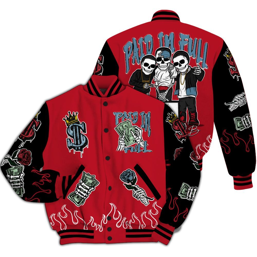 Varsity Jacket To Match Retro Raging Bull 5s - Fire Everybody Paid In All Over Print