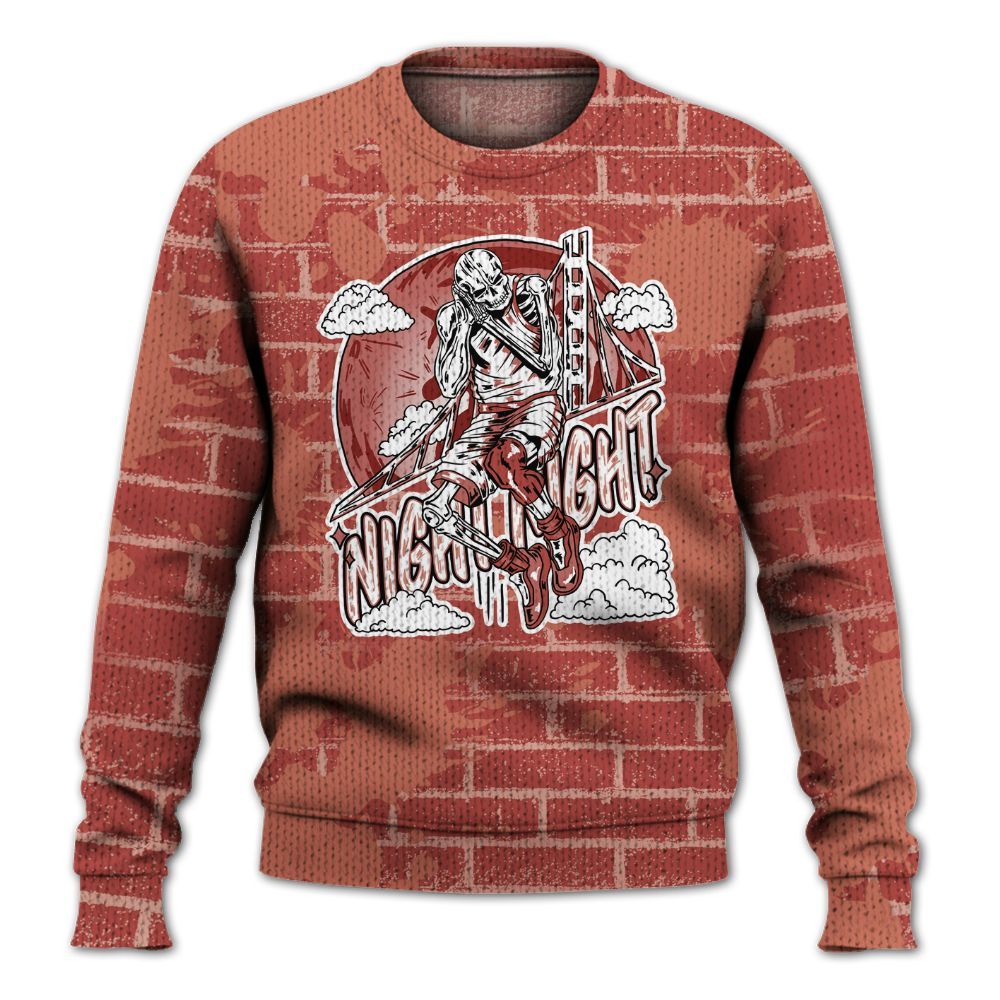 Knitted Sweater To Match Dune Red 13s - Seeya Skeleton Brick