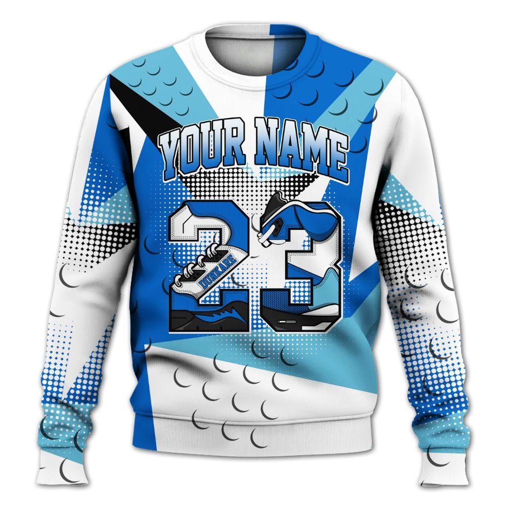 Sweatshirt To Match Dunk Low Argon - Poly Custom Name Number 23 5s All Over Print