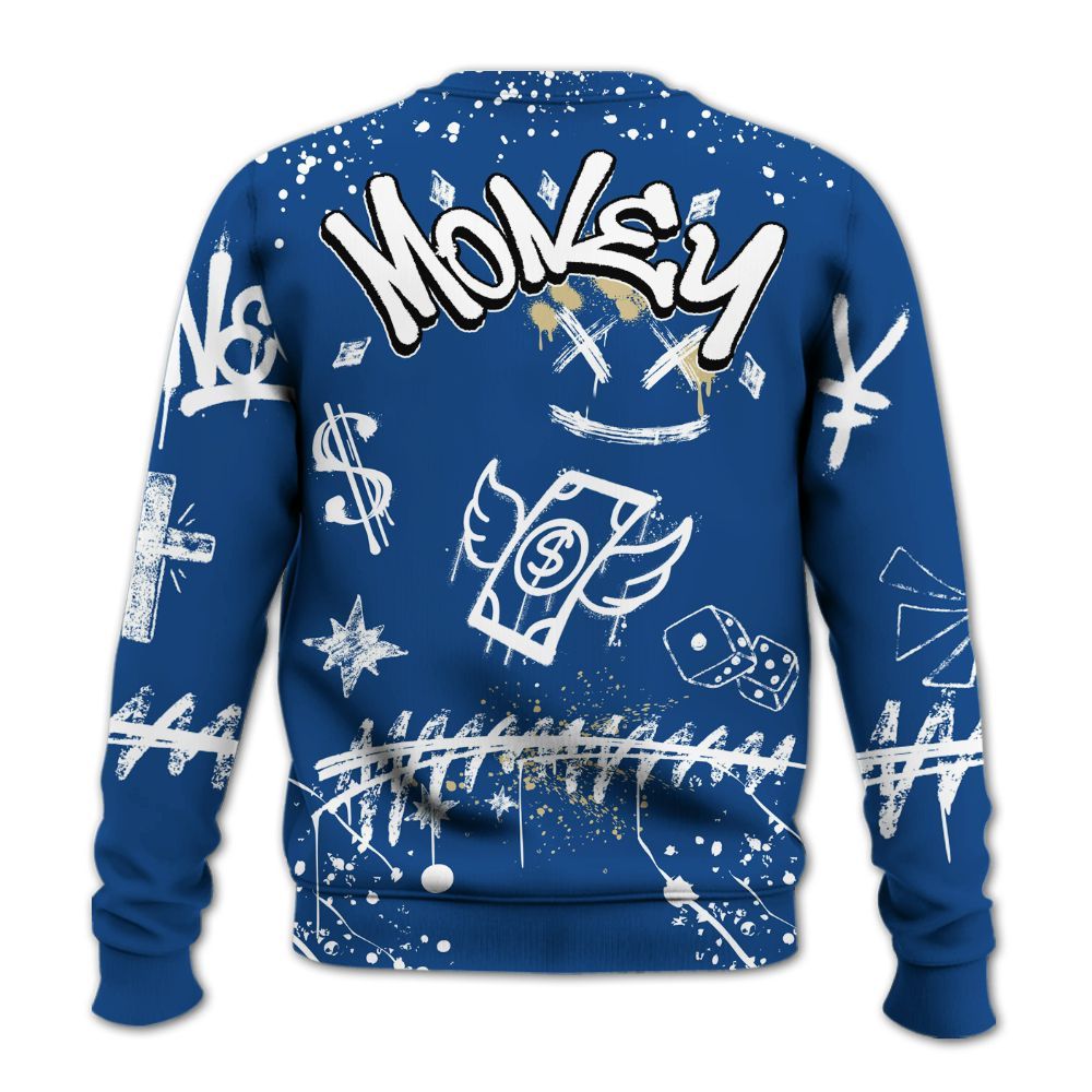 Sweatshirt To Match Air Ship Royal Blue - Everybody Paid In Full Crayon All Over Print