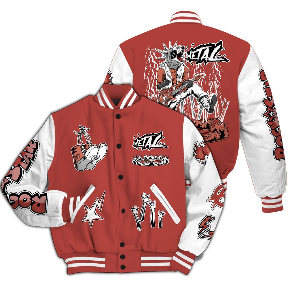 Varsity Jacket To Match Dune Red 13s - Punk Rock Raccoon All Over Print