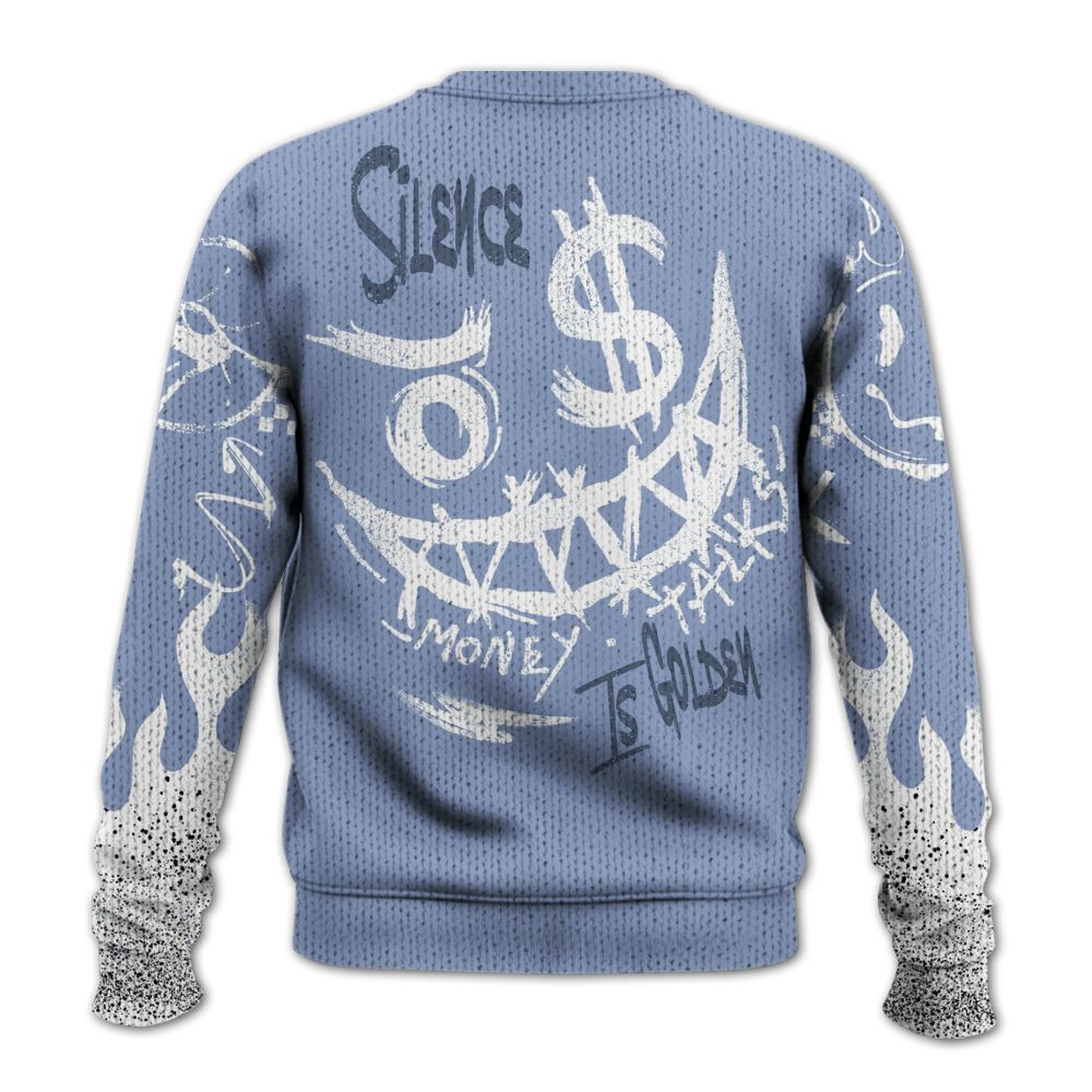 Knitted Sweater To Match Retro Blue Grey 13s - Mouth Burning Street Style